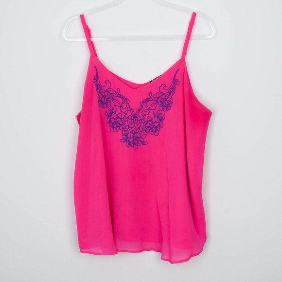 Torrid Womens Sophie Embroidered Double Layer Floral Tank Top Size 1X Pink Flowy - Picture 1 of 8